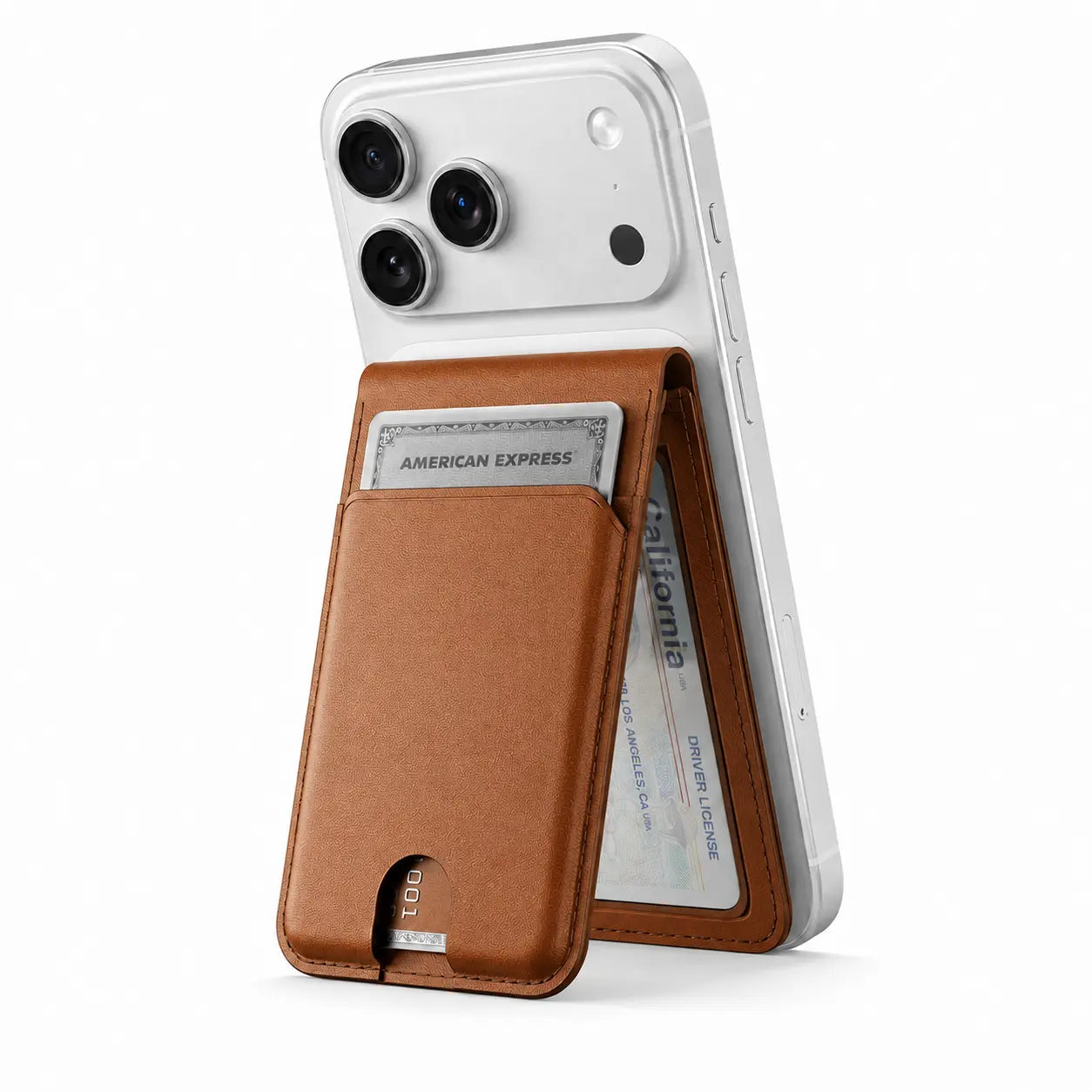 Magnetic iPhone wallet with card holder and built-in stand