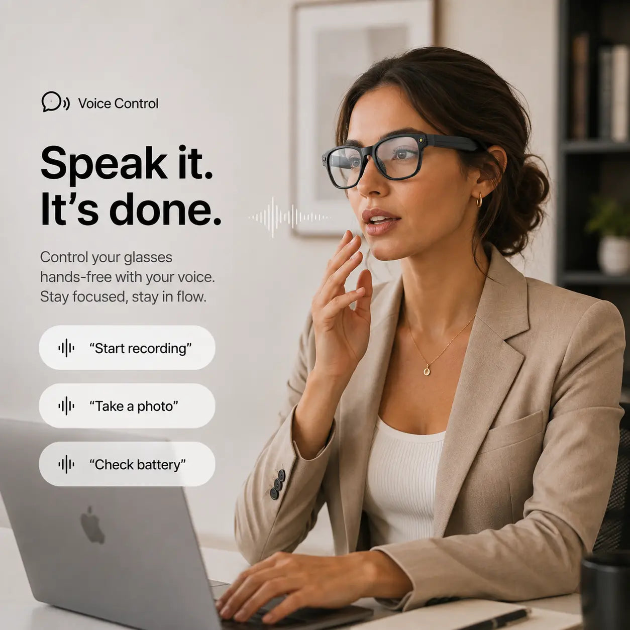 Smart camera glasses for hands-free POV recording