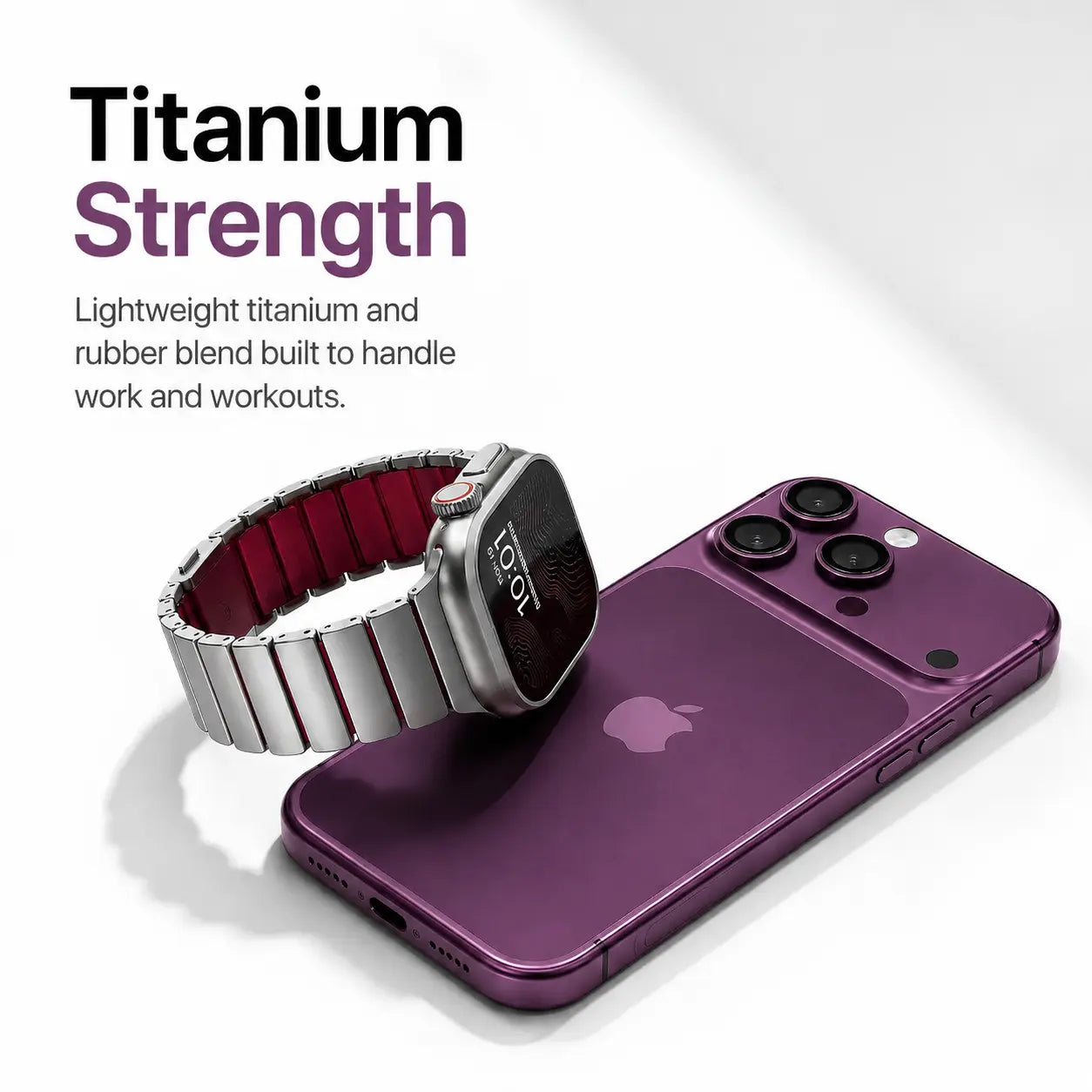 titanium rubber apple watch strap