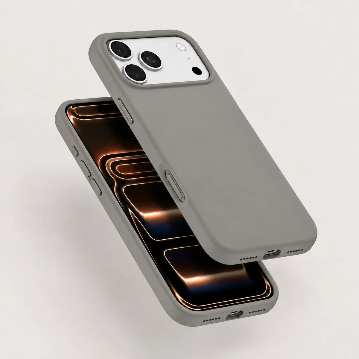 Titanium Gray silicone phone case shown from the front and rear #color_Titanium Gray