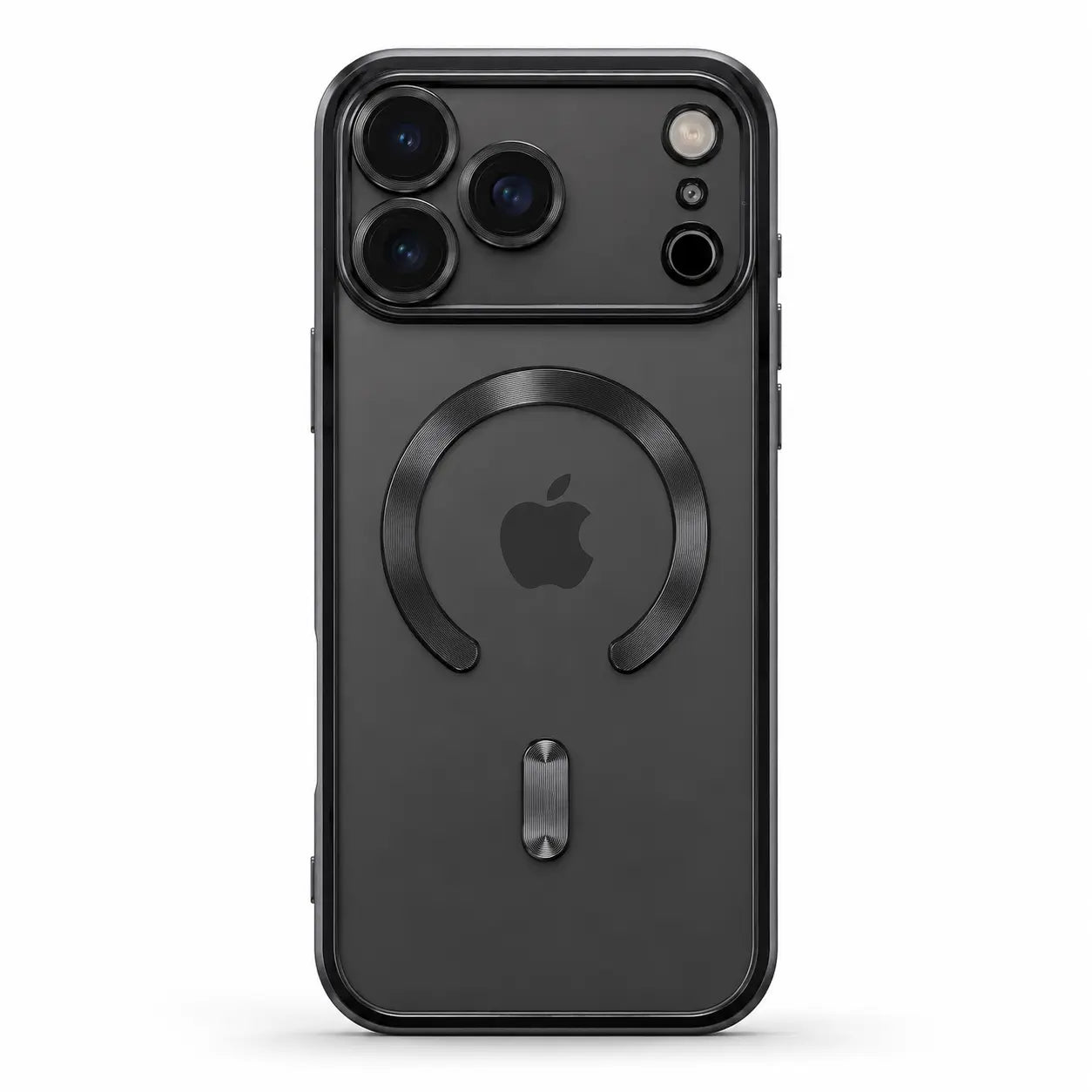 Clear phone case with raised camera lens protection
