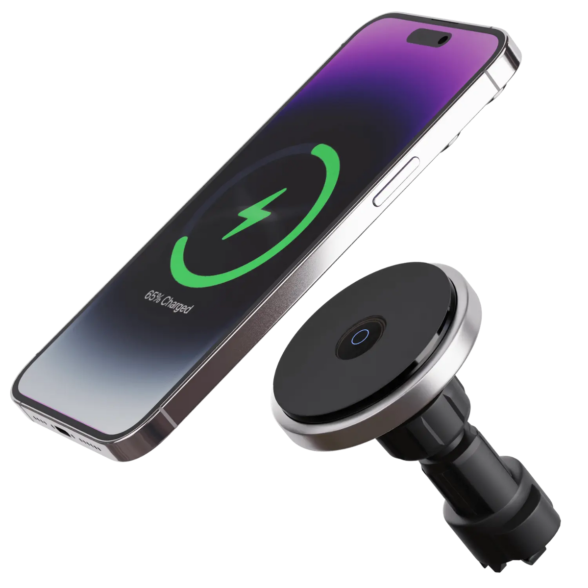 Wireless Car Charger and Phone Holder - 15W, USB-C, Qi Compliant,  Apple/Samsung
